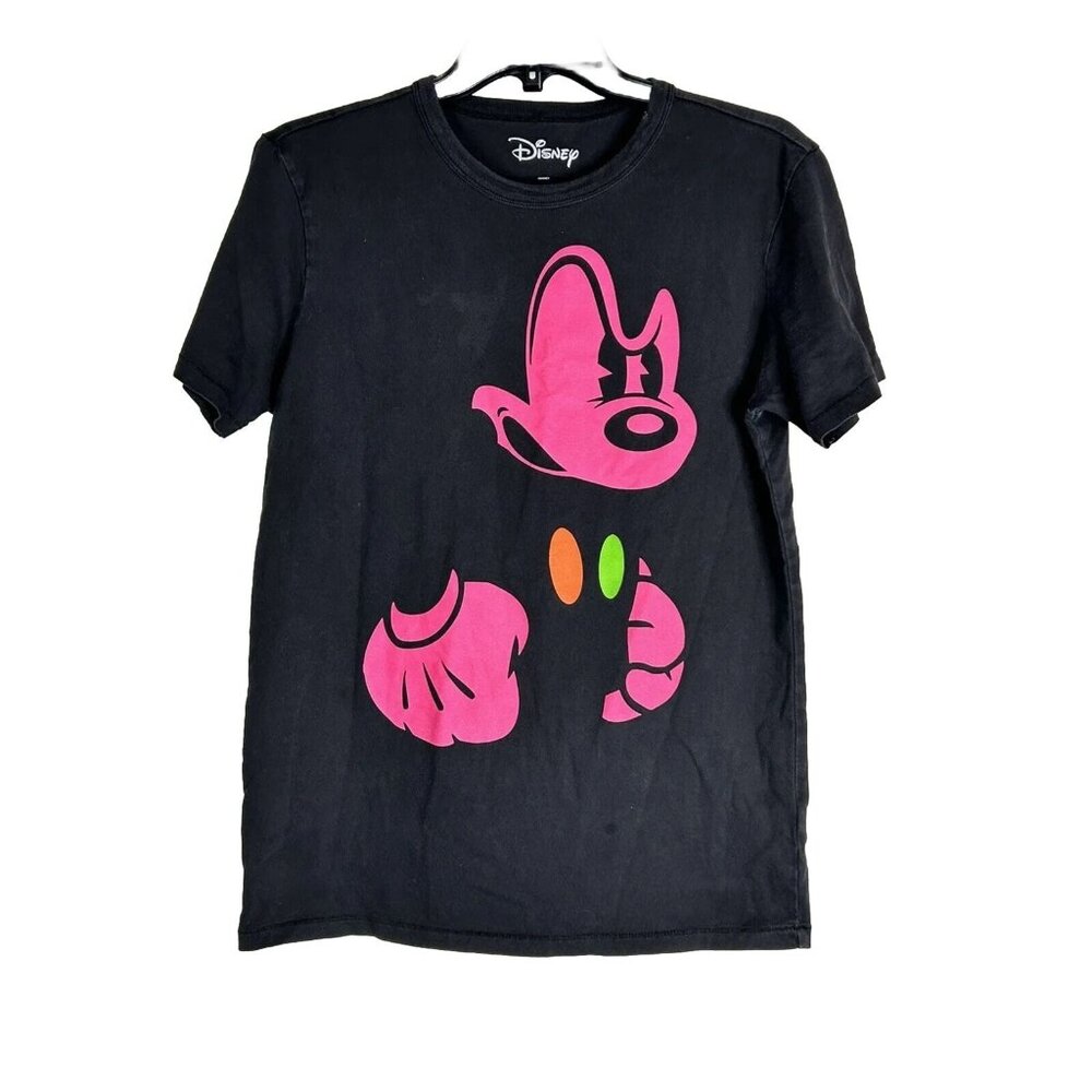 Disney Mickey Mouse Tee‎ Black Neon Graphic Women’s XS